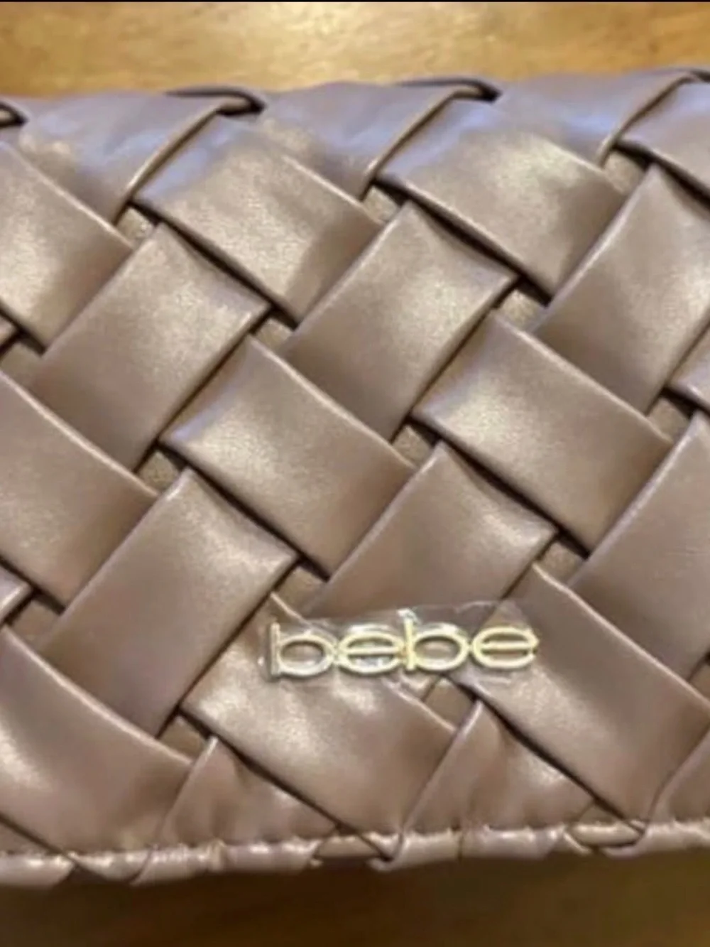 bebe Brown Woven Crossbody Bag with Brown Wallet